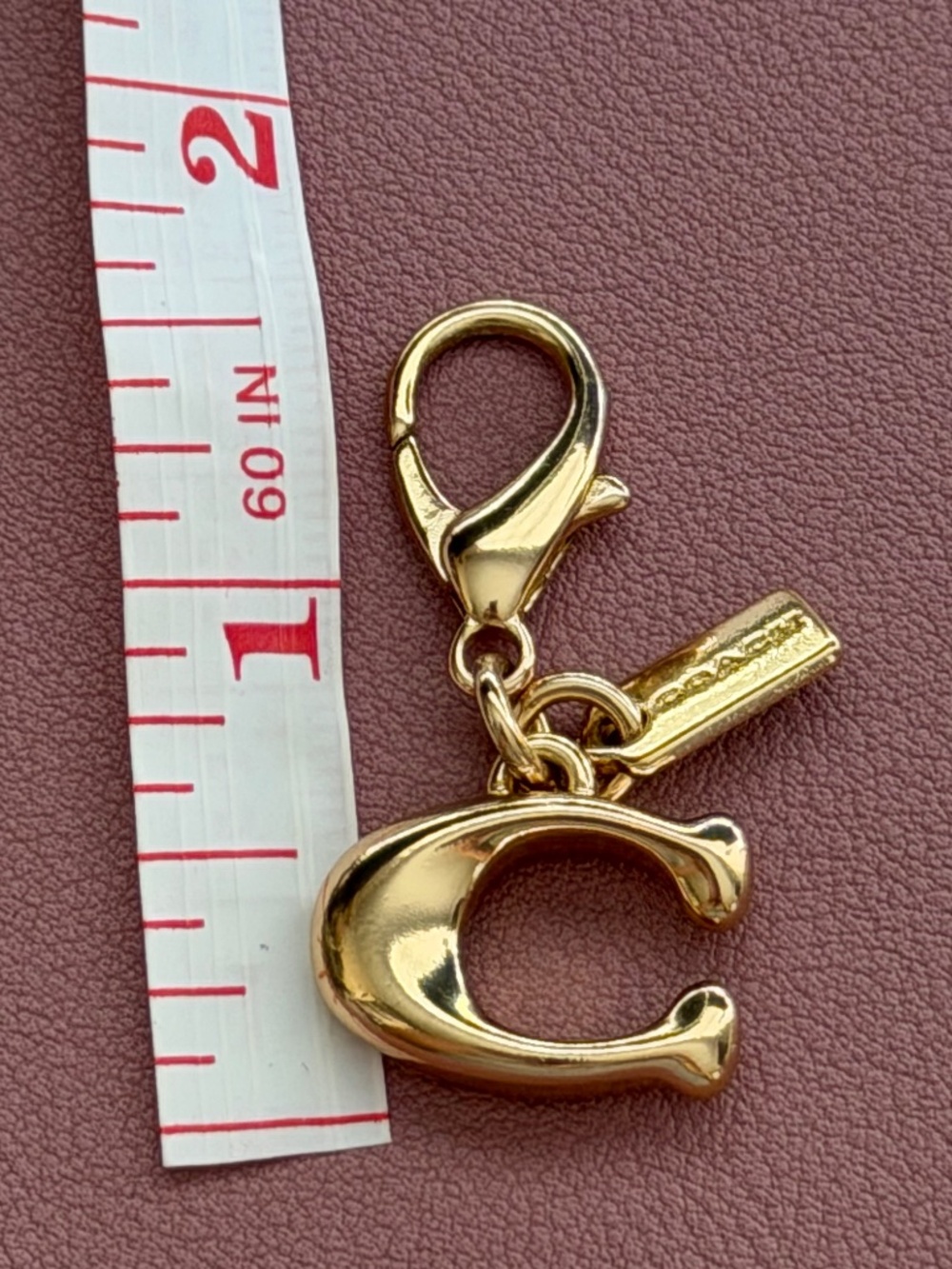 Authentic Coach Classic Gold Signature "C" Bag Charm & Keychain